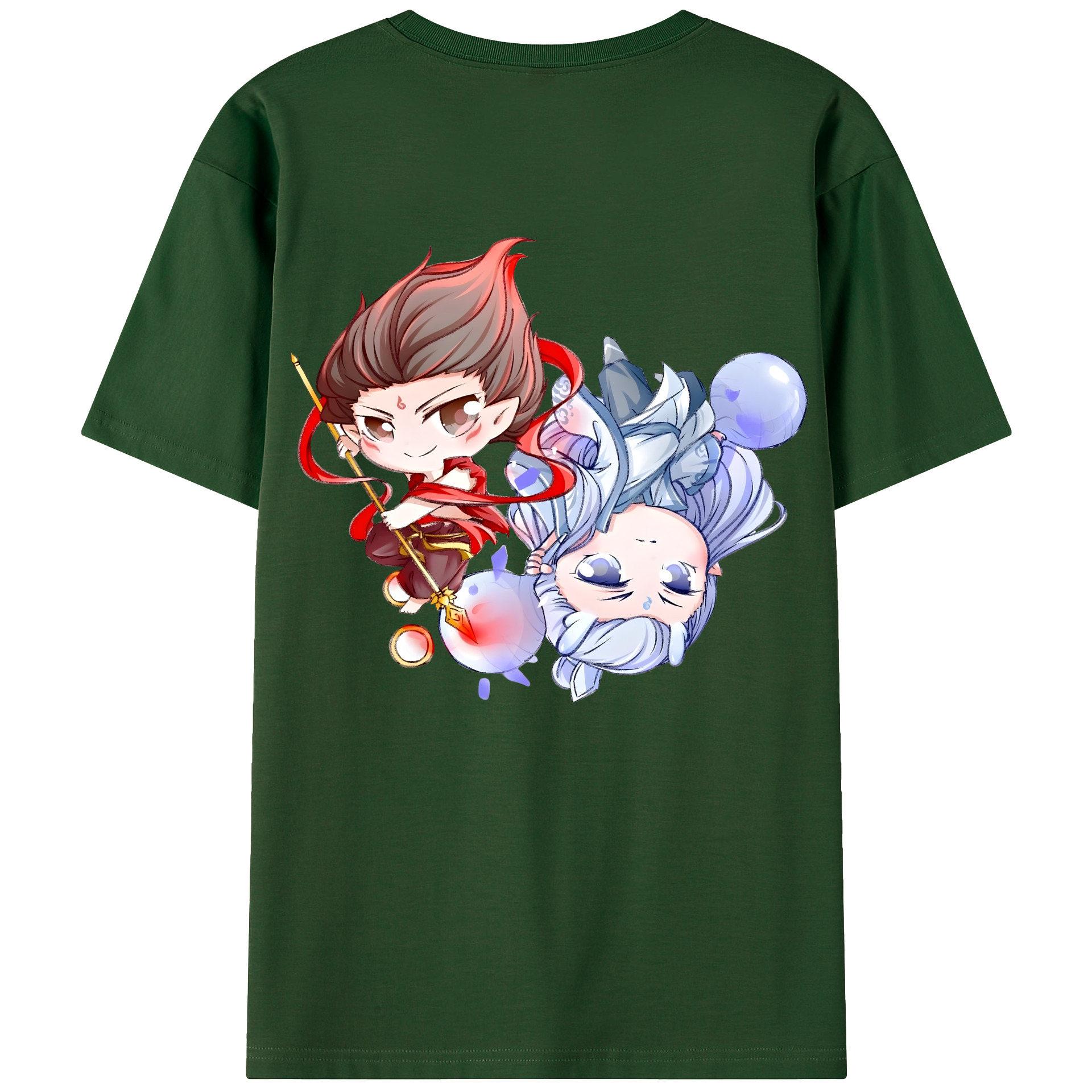 （画像用） Ne Zha 2 ナタ 魔童の大暴れ 綿100％半袖Tシャツ（背面プリント）